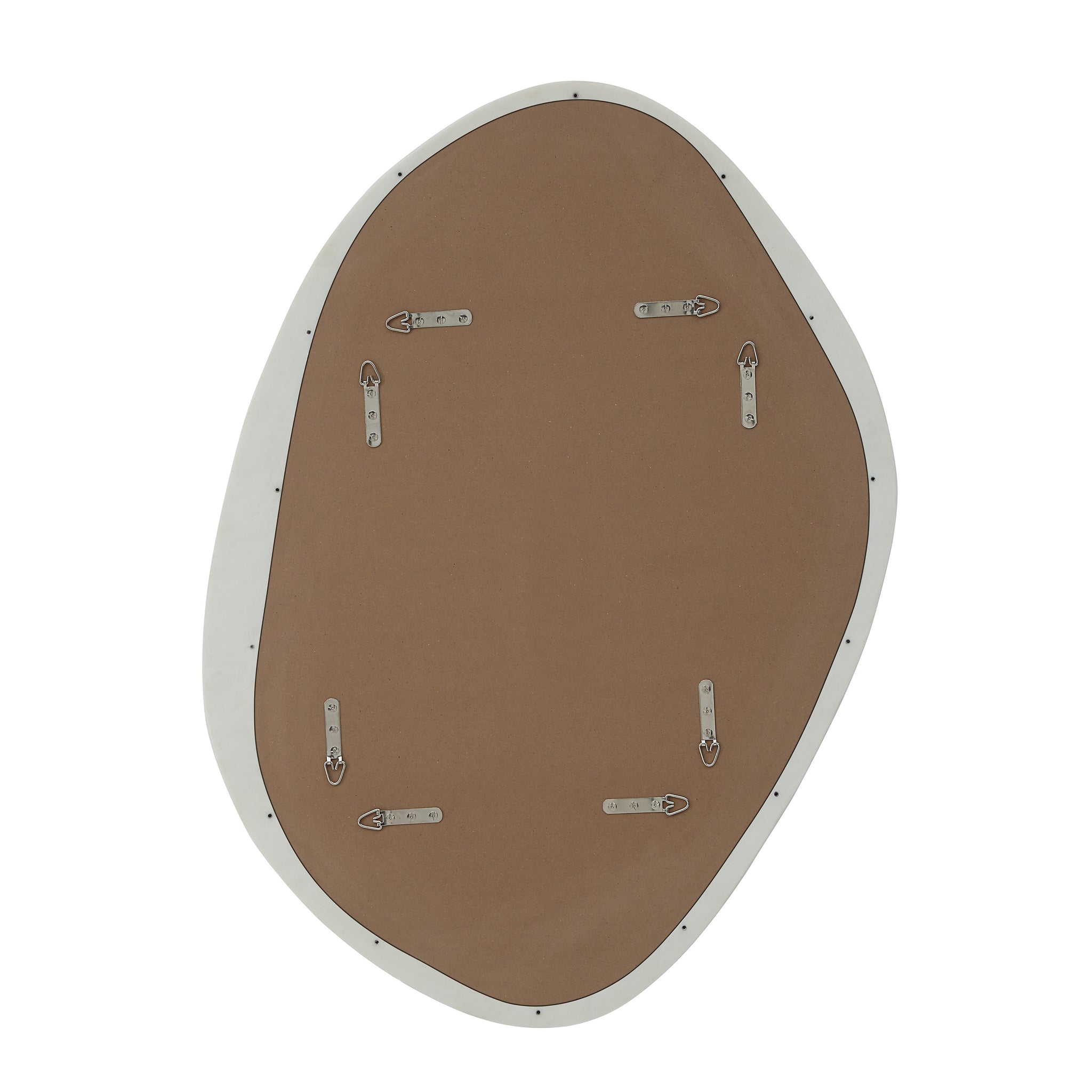 Back view of the Folignio mirror showing mounting hardware and a brown backing