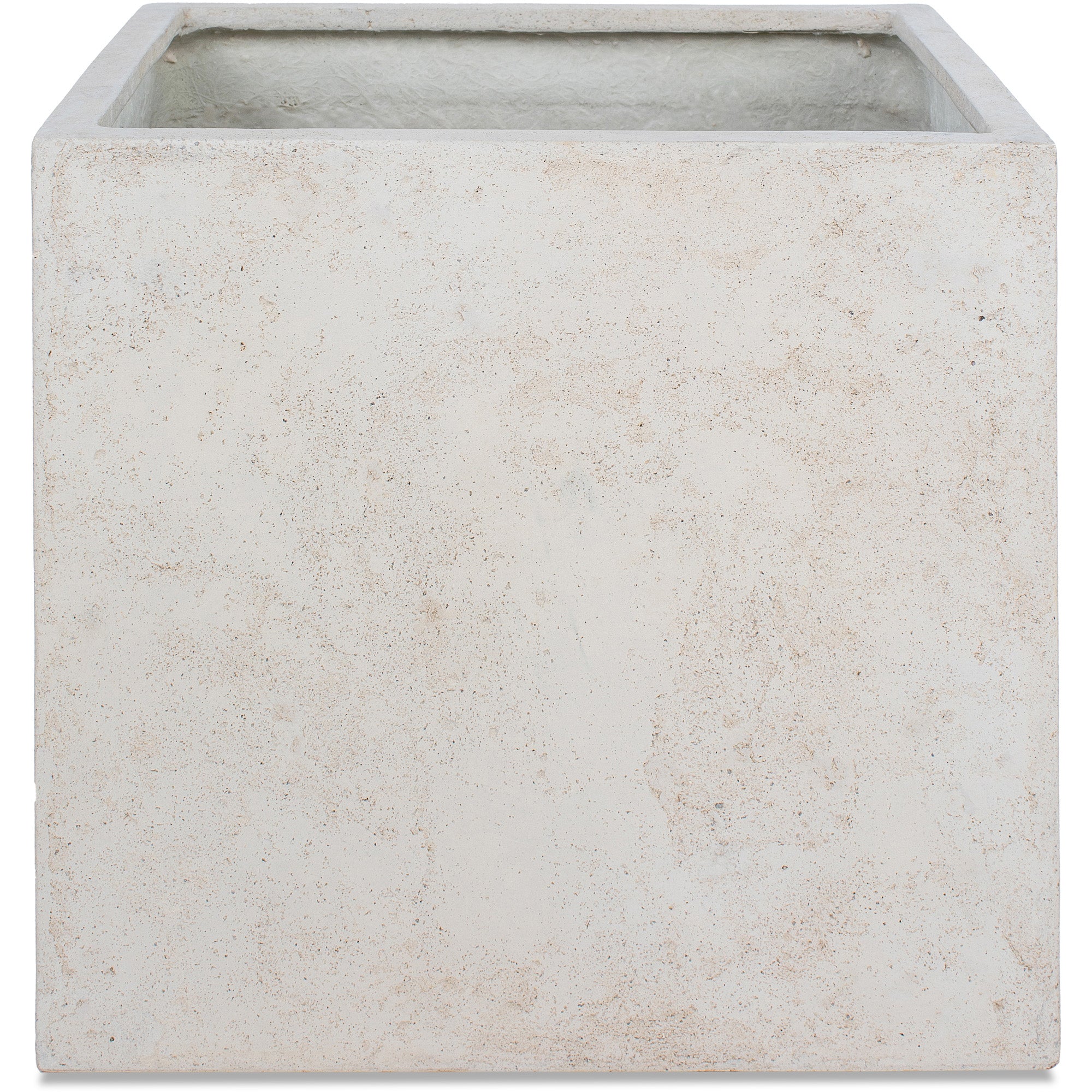 Alona Planter featuring a square design in light concrete with a smooth finish.