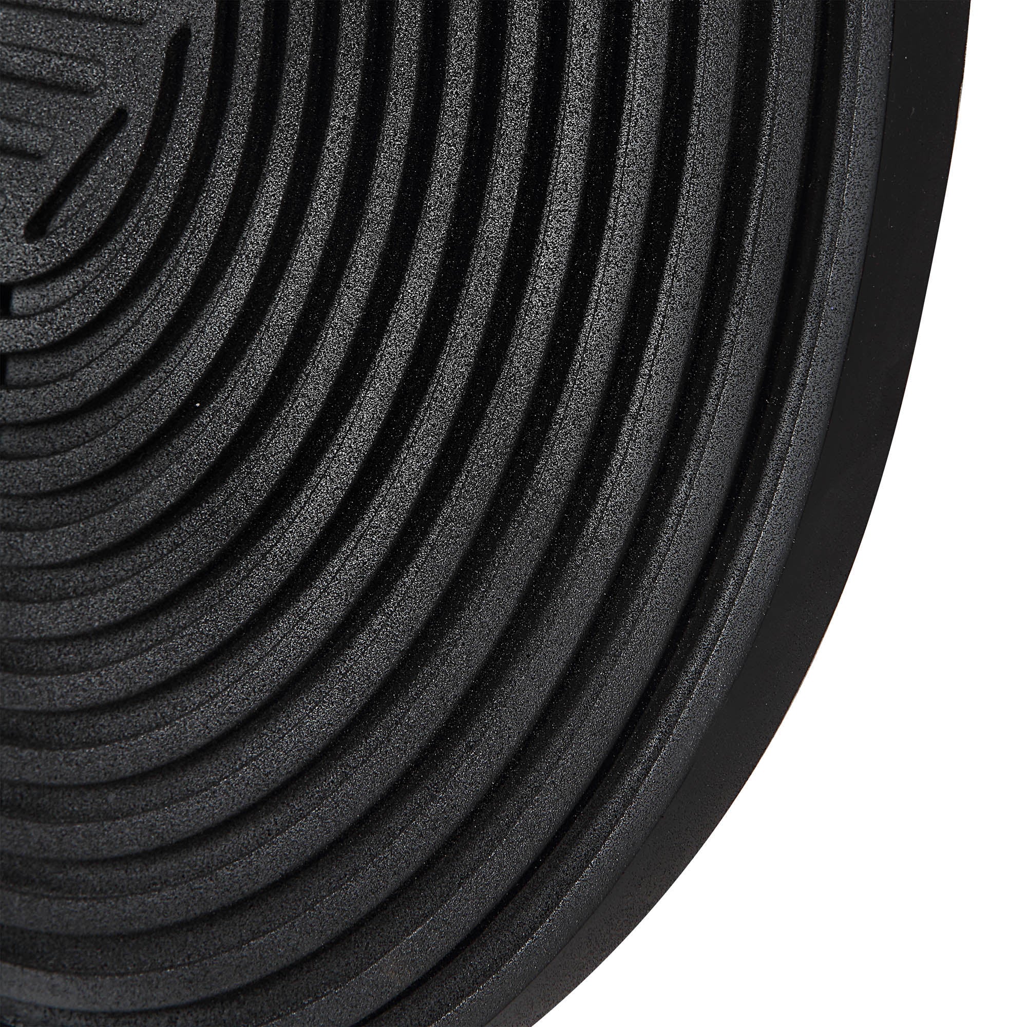 Sofia Wall Art showcasing a close-up view of a black circular design with concentric grooves.
