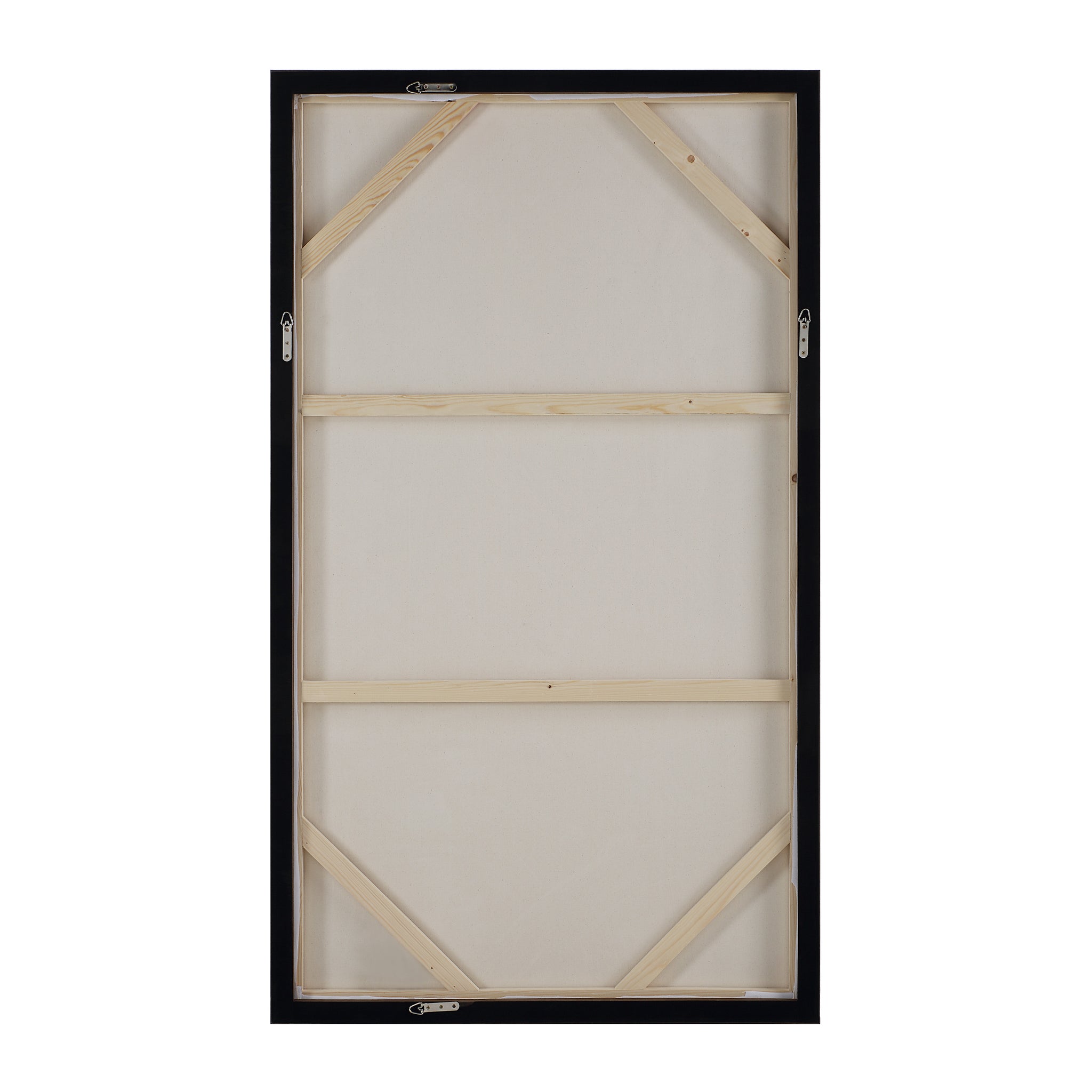 Back view of Trofa canvas art, showing the frame and wooden support structure.
