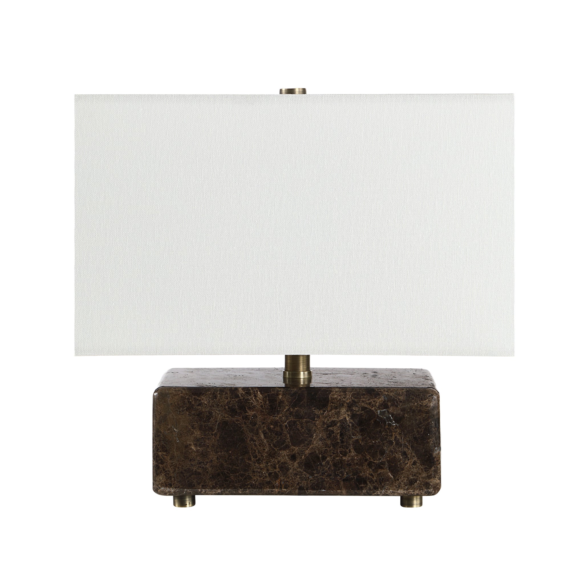 Cabo table lamp with a white fabric shade and a dark marble base.