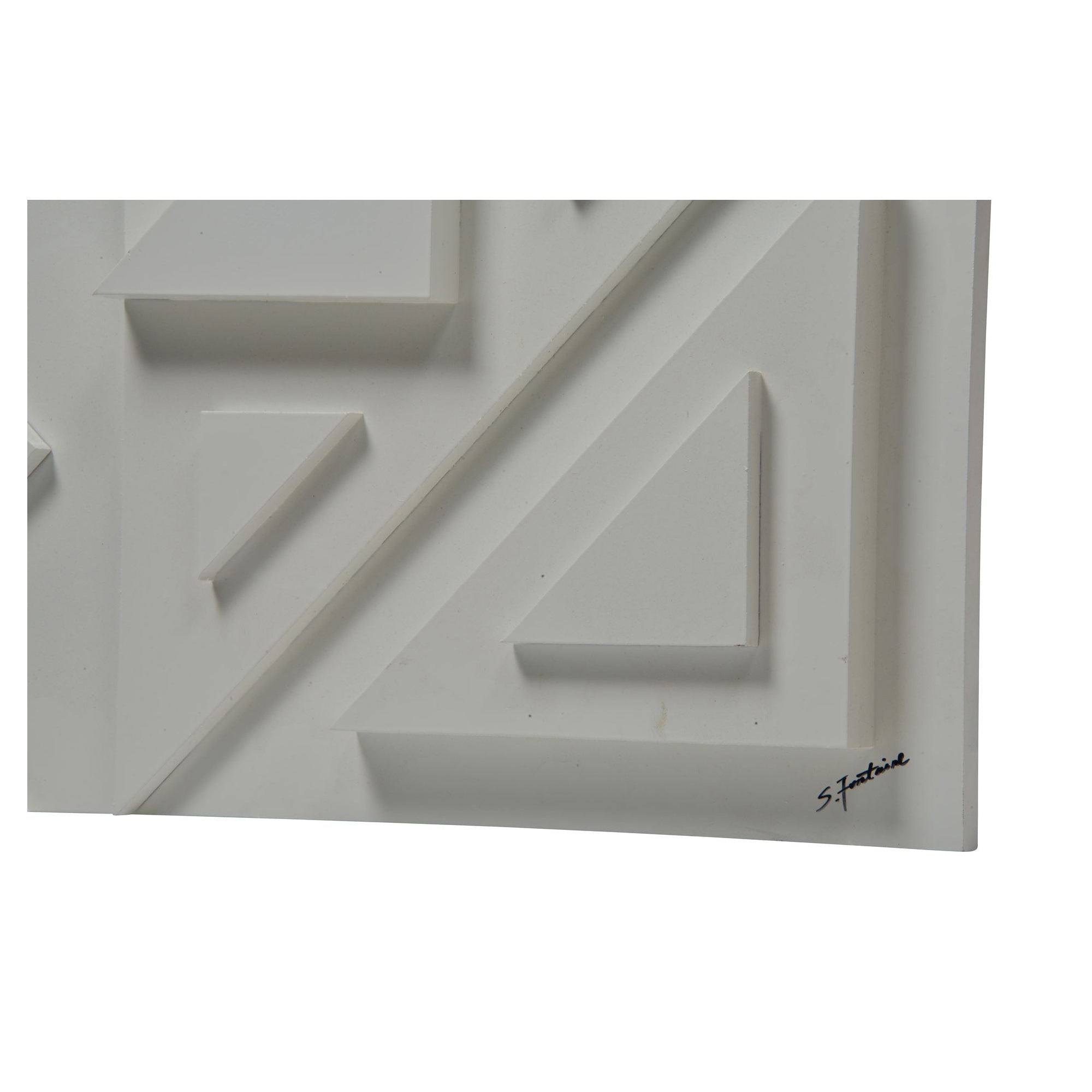 Vector III Wall Art in white with raised geometric elements and a textured finish.