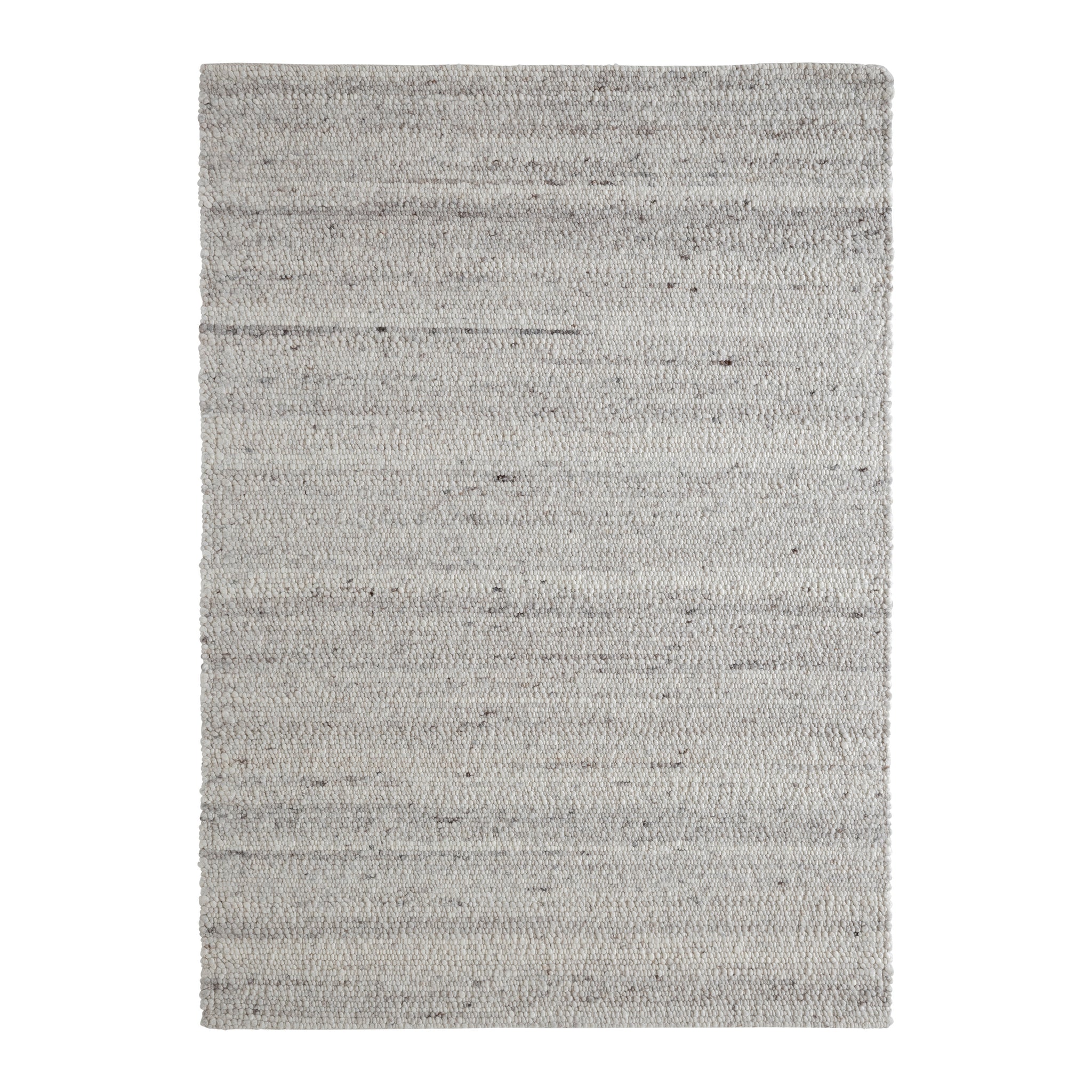 Meghan rug by Renwil, light gray woven texture with subtle patterns, rectangular shape.