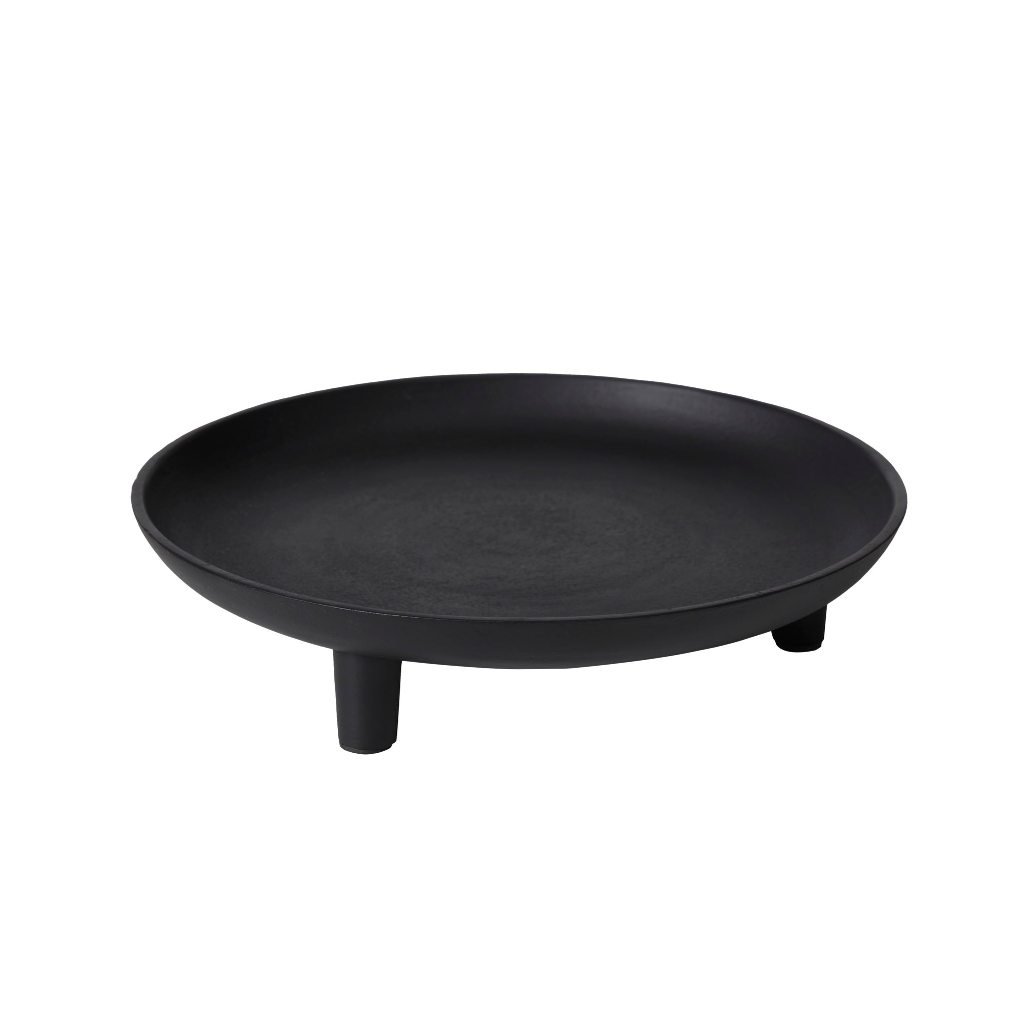 Elisa decorative bowl in black, round shape with three short legs