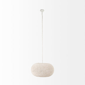 Theta White-Washed Beaded Chandelier shown from another angle.