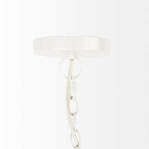 Theta White-Washed Beaded Chandelier shown from a different angle to reveal its silhouette.