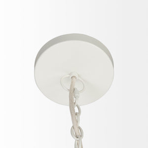 Profile view of the Theta White-Washed Beaded Chandelier.