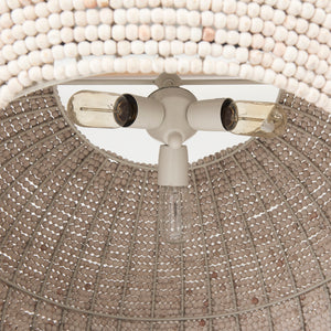 Profile view of the Theta White-Washed Beaded Chandelier.