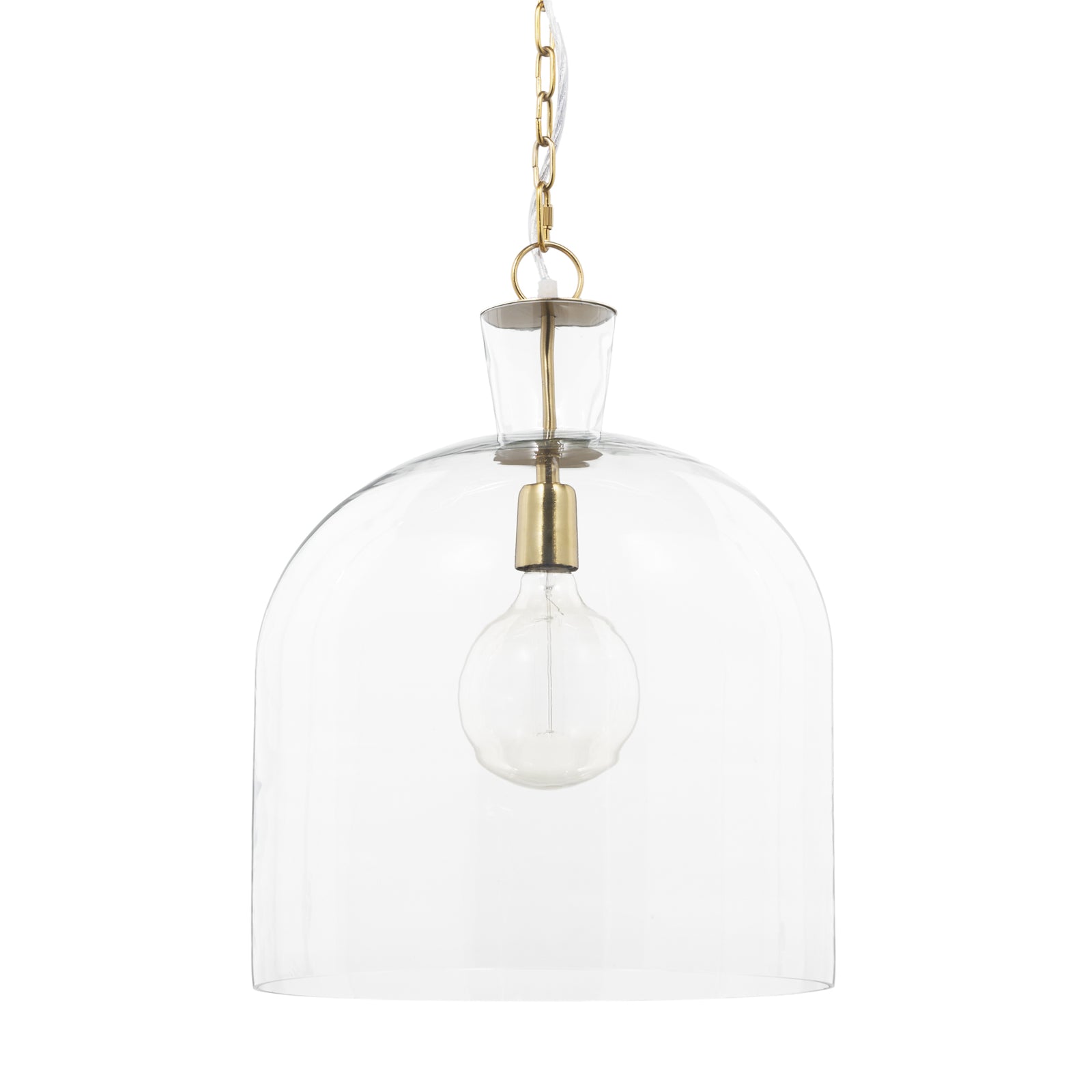 Sadah Large Clear Blown Glass w/ Gold Metal Pendant Light — a Mercana pendant light at Laurie Yapp Home.