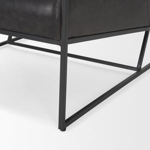 Stratton Gunmetal w/ Genuine Aged Black Leather Upholstered Accent Chair shown from another angle.