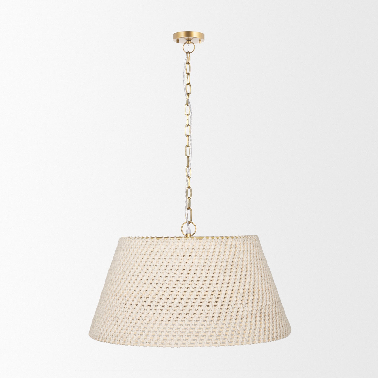Tosha 1-Light Tapered Cotton Rope Drum Pendant — a Mercana pendant light at Laurie Yapp Home.