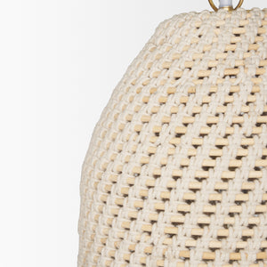 Tosha 1-Light Cotton Rope Bell Pendant shown from another angle.
