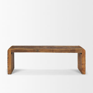 Estelle Rustic Brown Reclaimed Wood Bench shown from another angle.