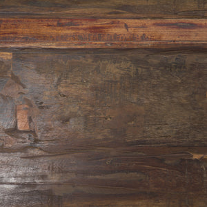 Estelle Rustic Brown Reclaimed Wood Bench shown from a different angle to reveal its silhouette.
