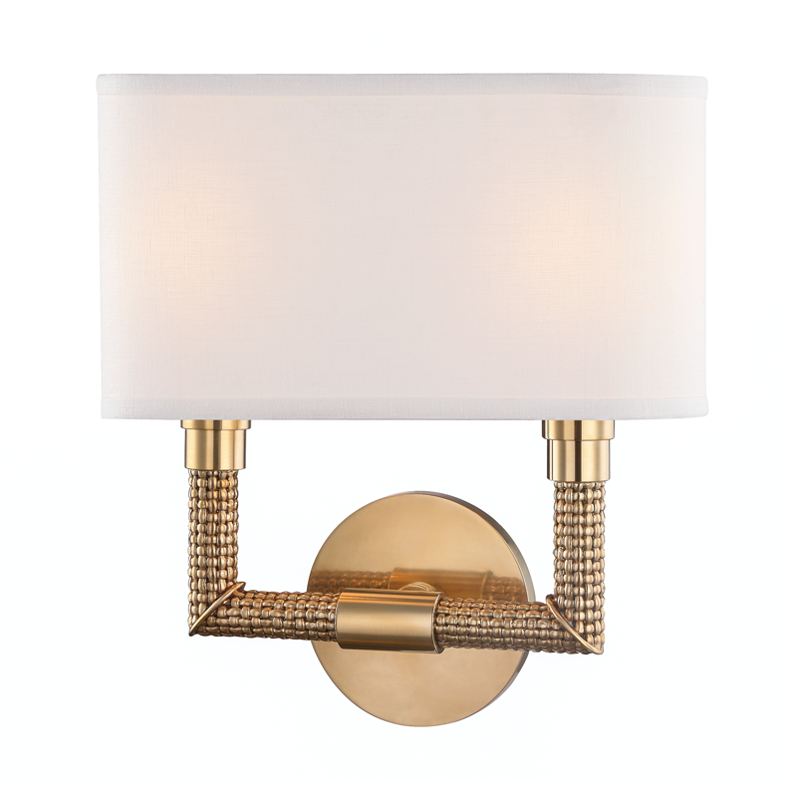 Dubois Wall Sconce 11.5" in aged brass — a Hudson Valley wall sconce for bathrooms, hallways, and living rooms at Laurie Yapp Home.