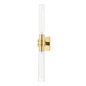 Oakfield Wall Sconce in aged brass — a Hudson Valley wall sconce for bathrooms, hallways, and living rooms at Laurie Yapp Home.