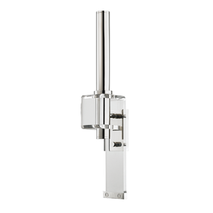 Hillcrest Wall Sconce in polished nickel shown from a second angle to highlight the arm curve and shade silhouette.