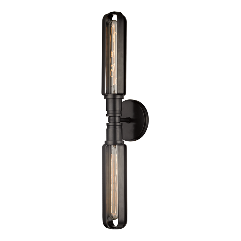 Red Hook Wall Sconce in Aged Brass shown from a second angle to highlight the arm curve and shade silhouette.