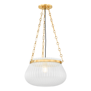 Granby Pendant 17" in aged brass — a Hudson Valley pendant for kitchens, entries, and dining rooms at Laurie Yapp Home.