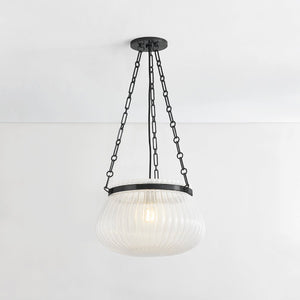 Close-up of the Granby Pendant 17" in bronze showing the shade shape and metal detail.