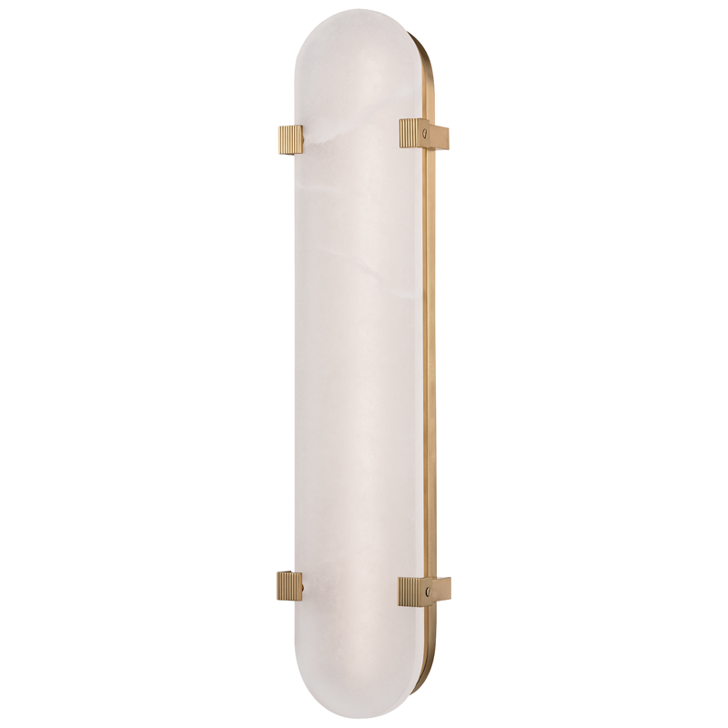 Skylar Wall Sconce 5.75" x 24.75" in aged brass — a Hudson Valley wall sconce for bathrooms, hallways, and living rooms at Laurie Yapp Home.
