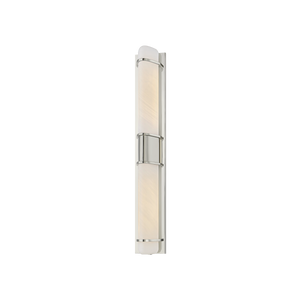 Tottenville Wall Sconce 4.25" x 27" in polished nickel shown from a second angle to highlight the arm curve and shade silhouette.