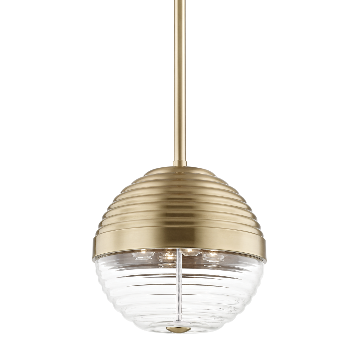 Easton Pendant 14" in aged brass — a Hudson Valley pendant for kitchens, entries, and dining rooms at Laurie Yapp Home.