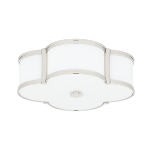 Chandler Flush Mount 16.75" in polished nickel shown from a second angle to highlight the shade profile and mounting canopy.