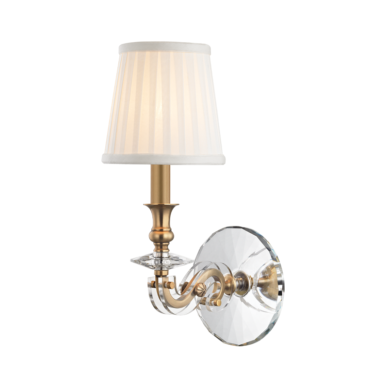 Lapeer Wall Sconce in aged brass — a Hudson Valley wall sconce for bathrooms, hallways, and living rooms at Laurie Yapp Home.