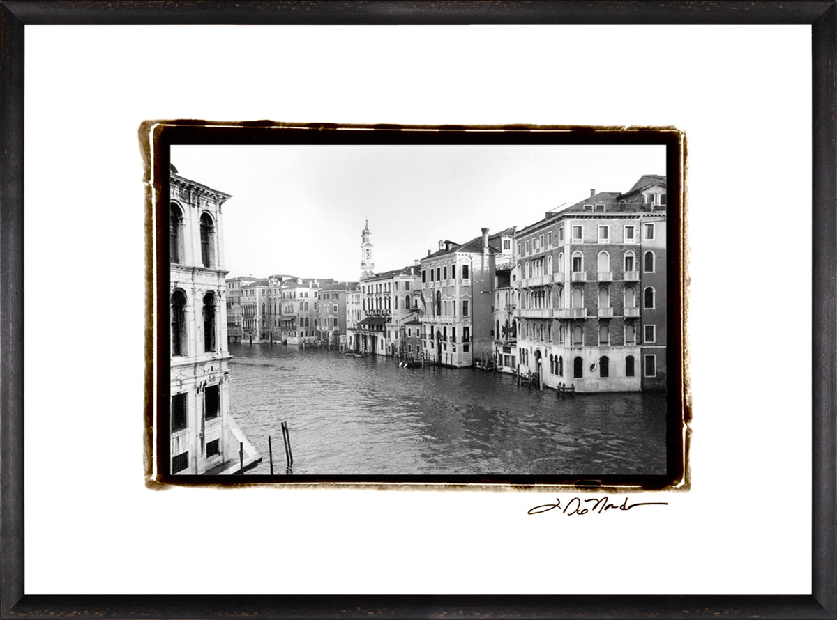 Waterways Of Venice XII wall art featuring a black and white photo of Venetian canals.