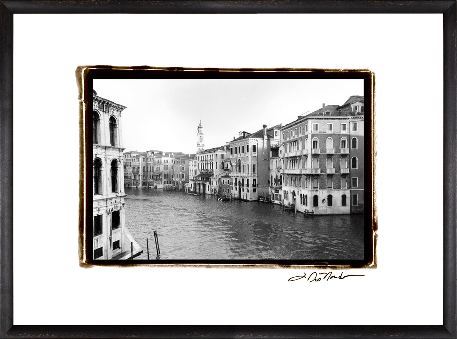 Waterways Of Venice XII wall art featuring a black and white photo of Venetian canals.