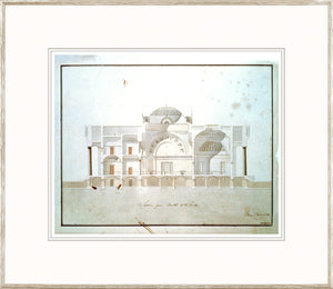 Plans – Bank Section wall art featuring a detailed architectural drawing in muted colors.