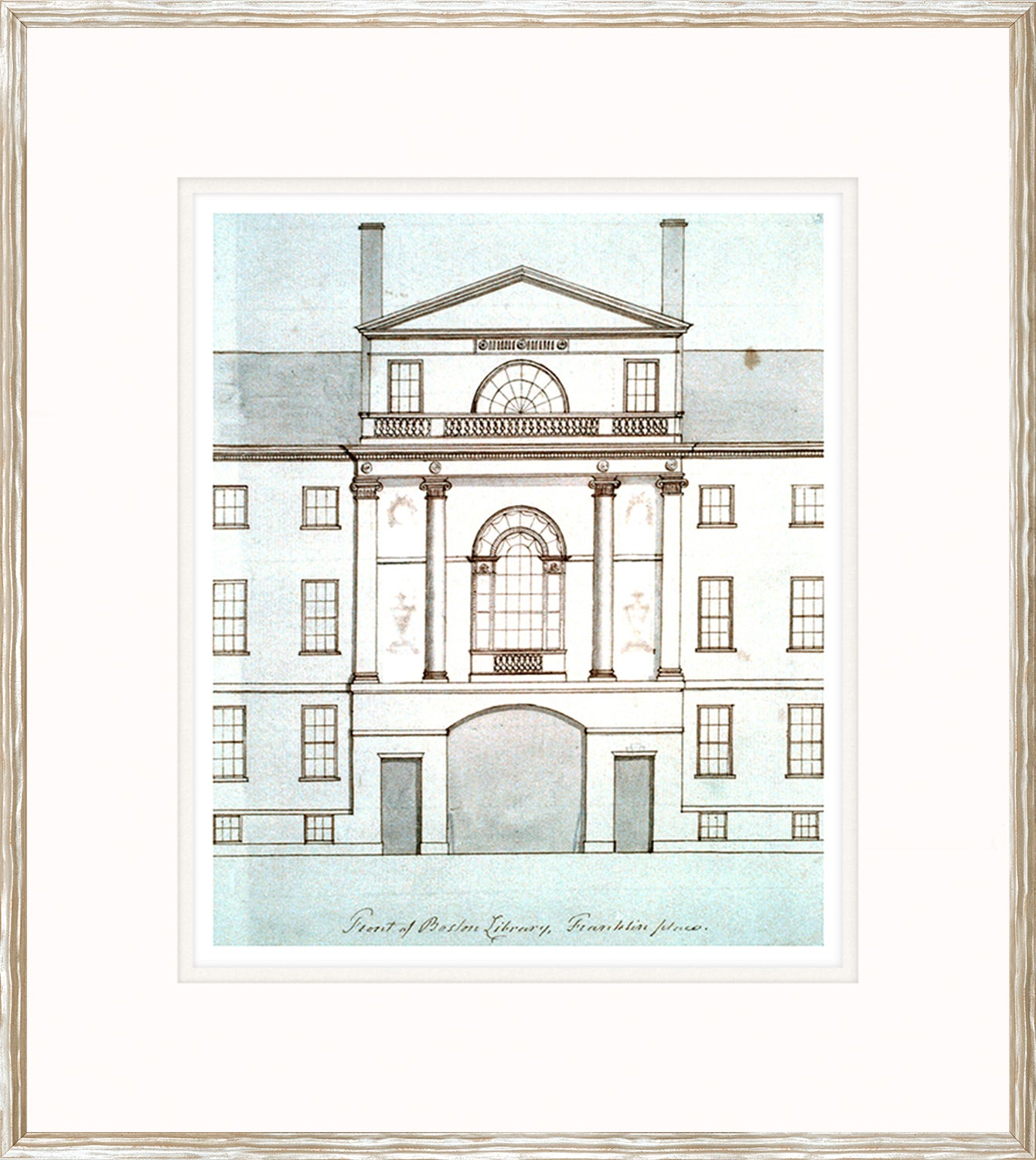 Plans – Boston Library wall art featuring a detailed architectural drawing in soft colors.