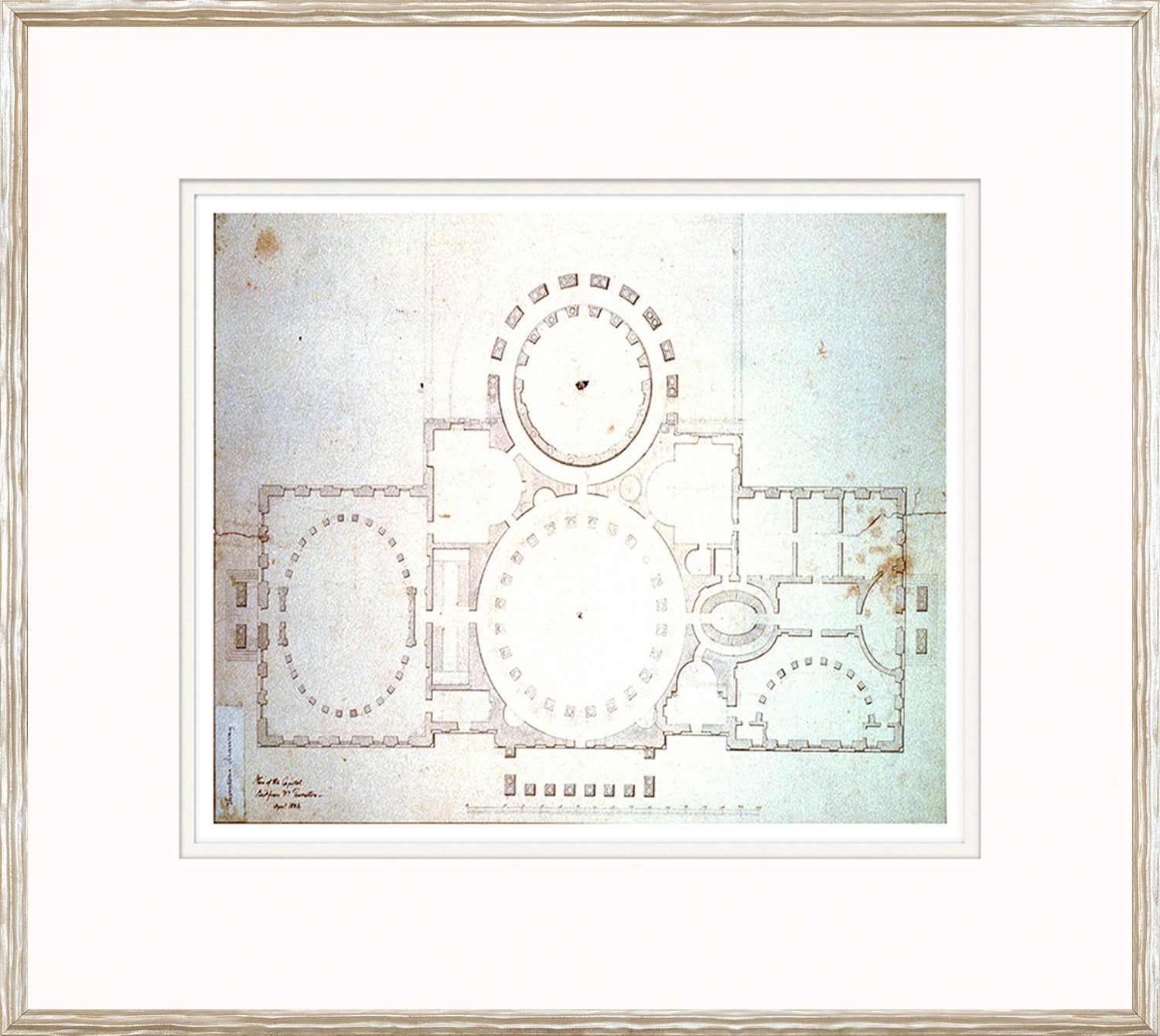 Capitol Floor wall art by Celadon, featuring a detailed architectural plan in soft tones.