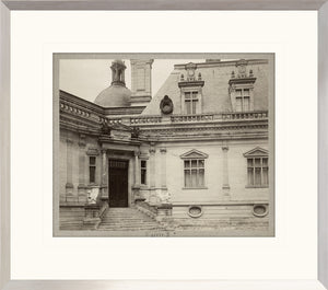 Chateau – Chantilly Cour D’Honneur wall art featuring a historic building facade in sepia tones.