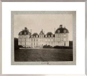 Chateau De Cheverny wall art featuring a vintage photograph of the chateau's exterior in sepia tones.