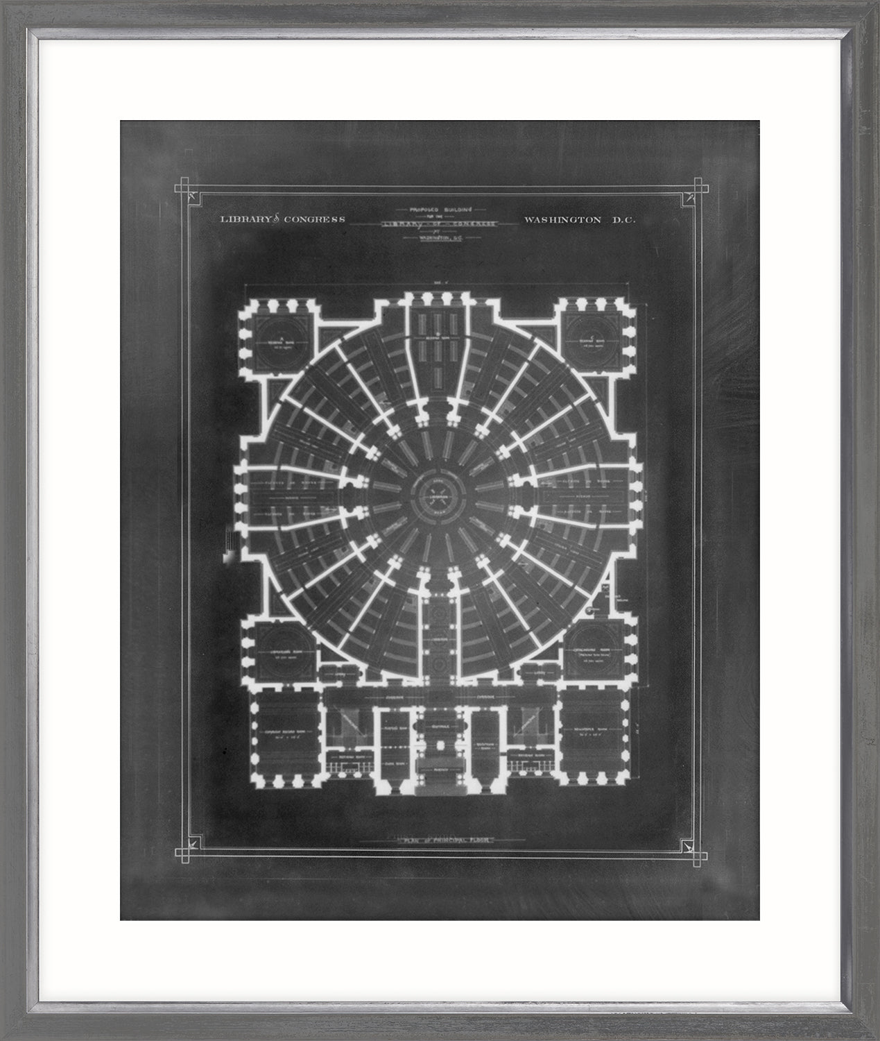 Blueprint – Principal Floor wall art featuring a detailed architectural plan in black and white.