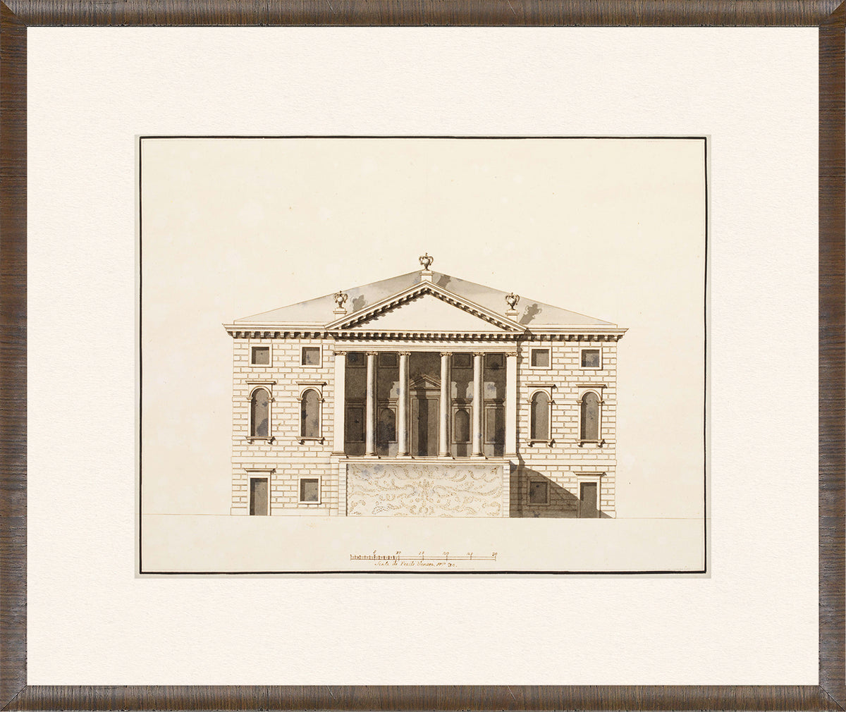 Italian Elevations 18th Century II wall art featuring a detailed architectural drawing of a building facade.