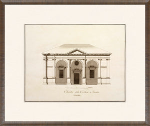 Italian Elevations 18th Century III wall art featuring a classical building design in sepia tones.
