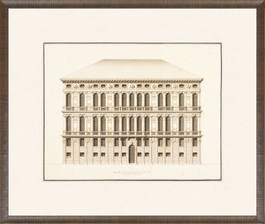 Italian Elevations 18th Century VI wall art featuring a detailed architectural drawing of a building facade.