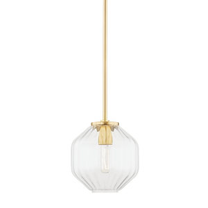 Bennett Pendant 9.75" in aged brass — a Hudson Valley pendant for kitchens, entries, and dining rooms at Laurie Yapp Home.
