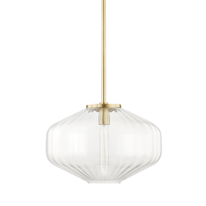 Bennett Pendant 18.25" in aged brass — a Hudson Valley pendant for kitchens, entries, and dining rooms at Laurie Yapp Home.