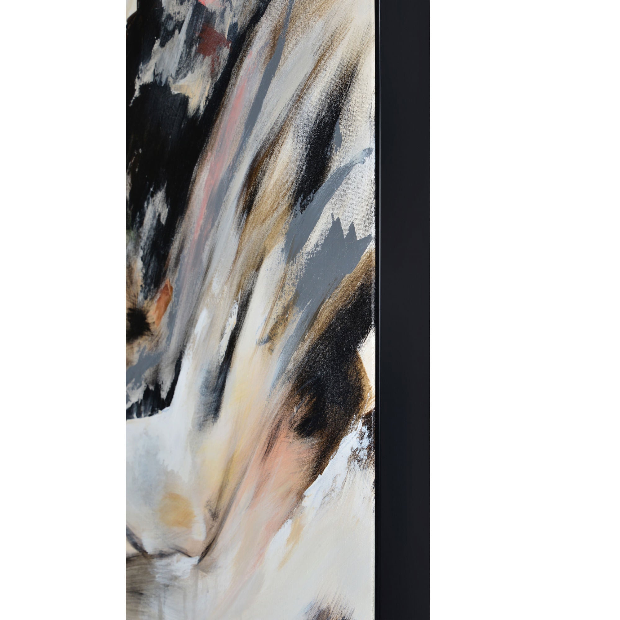 Infusion canvas art side view highlighting abstract mountain design in neutral colors.