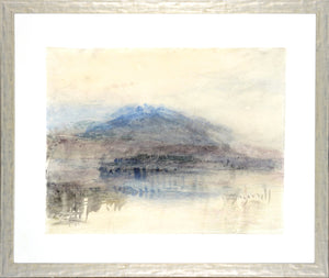 Turner – Plein Air IX wall art featuring a soft watercolor landscape with mountains and water in muted tones.