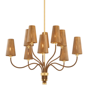 Atwood Chandelier 40" in aged brass — a Hudson Valley chandelier for dining rooms, entries, and living rooms at Laurie Yapp Home.
