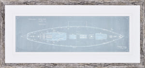 Amokura Deck Plan wall art featuring a blueprint design in light blue and white.