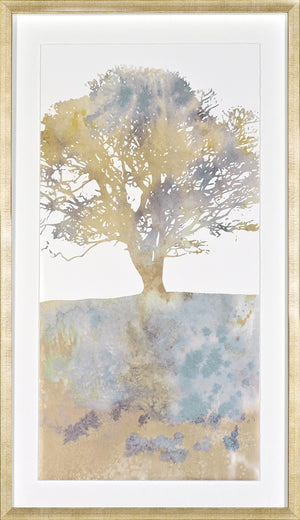 Water Tree II wall art featuring a watercolor tree silhouette in soft earth tones.
