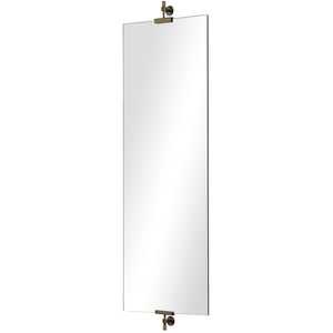 Ashlar mirror with a sleek, rectangular design and metal accents in a bronze finish.