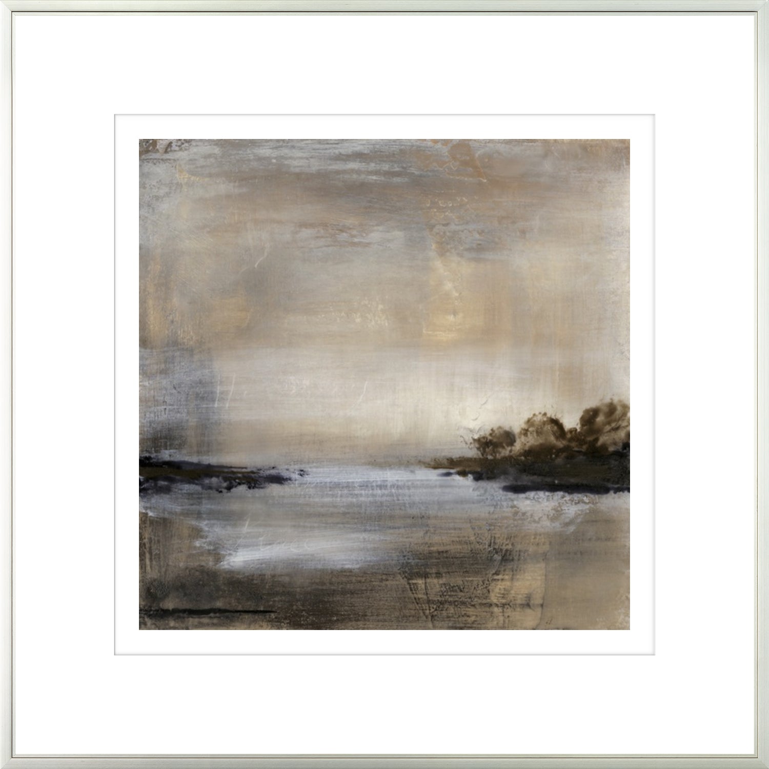 Peace I wall art by Celadon featuring abstract landscape in soft beige and gray tones