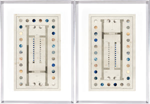 Magna Graecia S/2 wall art featuring two framed prints with colored circles and architectural details.